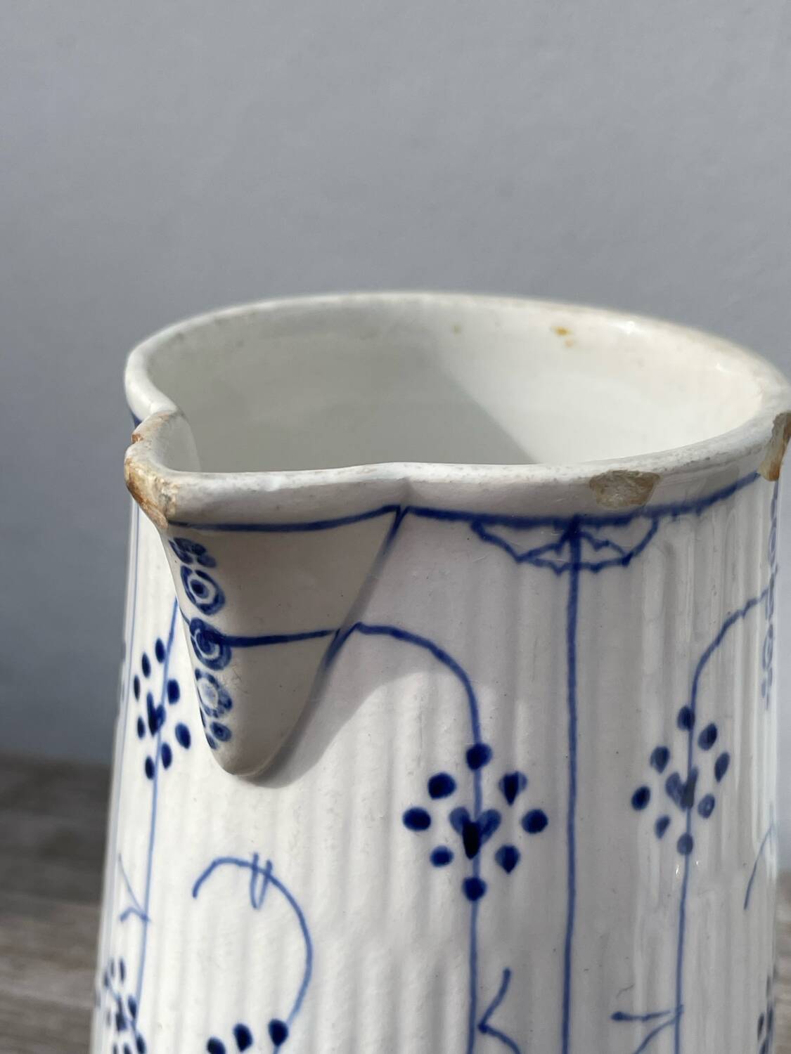 Antique Digoin Sarreguemines blue and white tea set