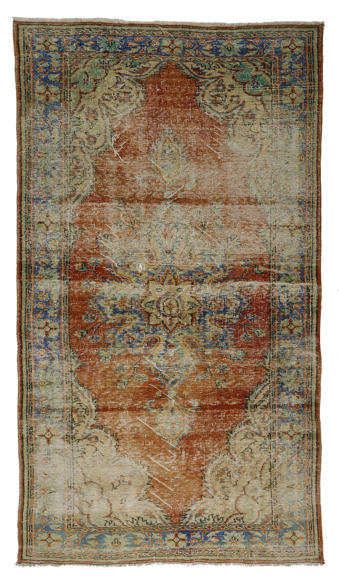 One-of-a-kind turkish handwoven vintage rug - rustic vintage charm 283x 156 cm