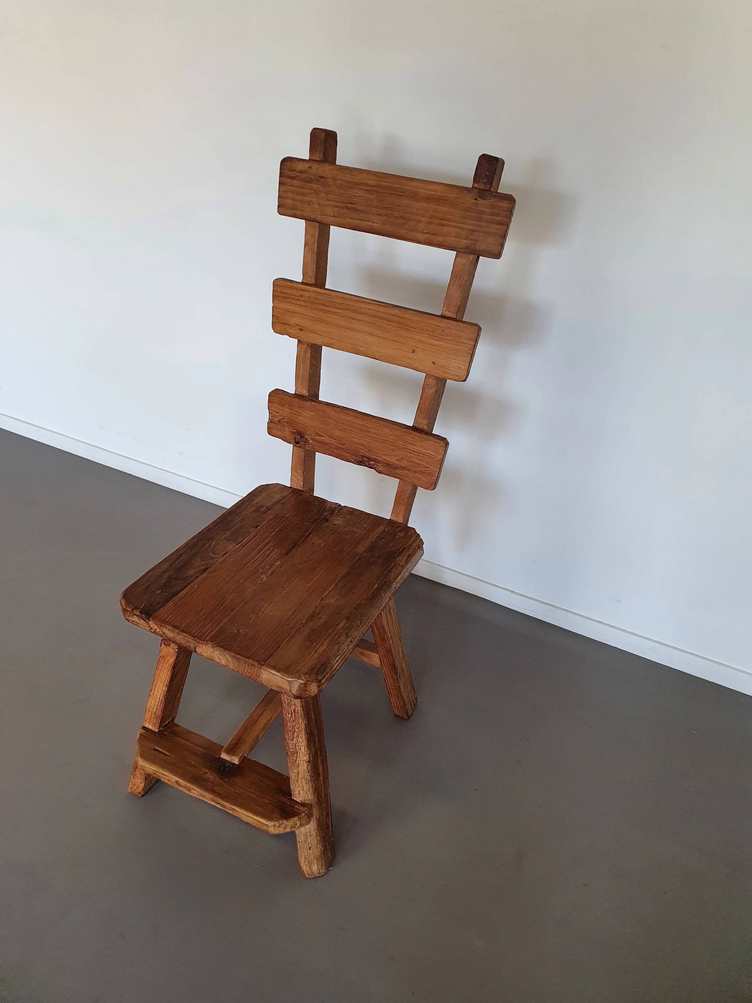 Olm wood brutalist wabi sabi dining set / 6 chairs / table