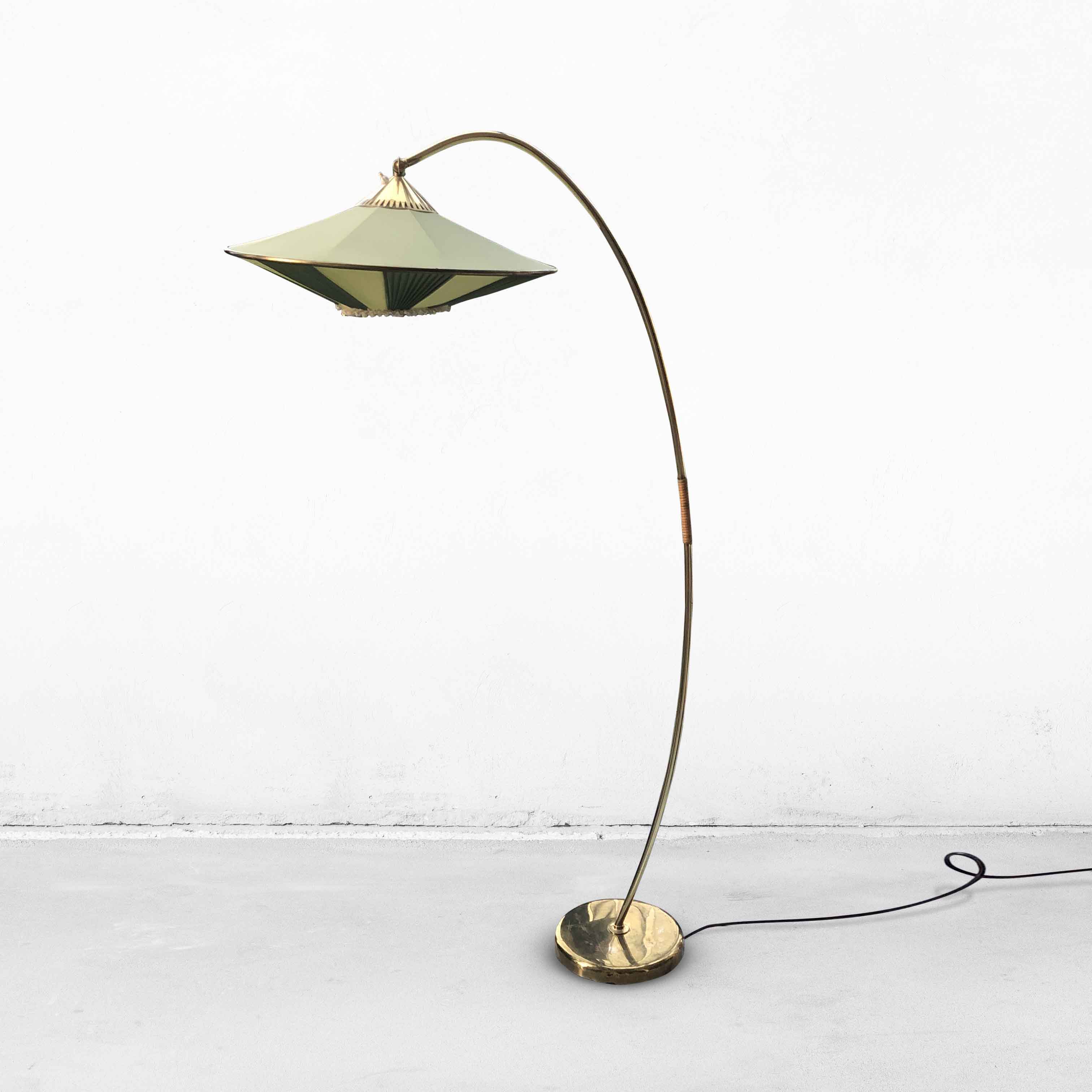 Mid-century floor lamp with pleated shade