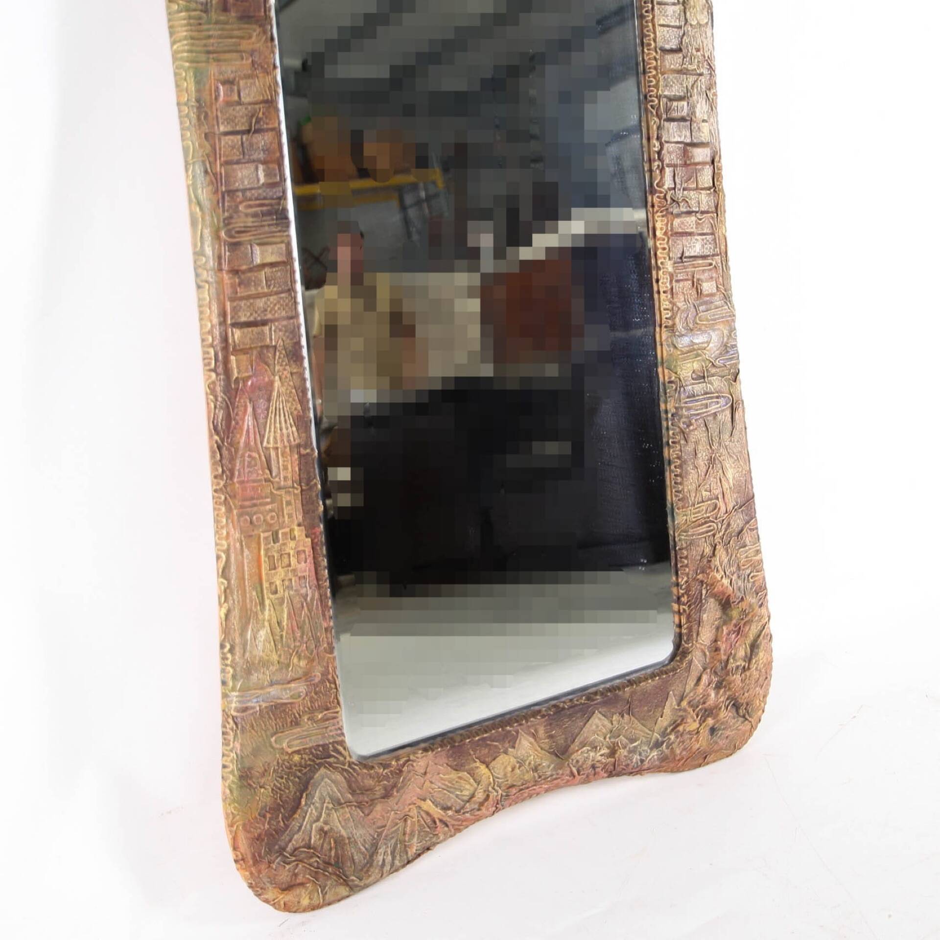 Grand miroir en cuir 