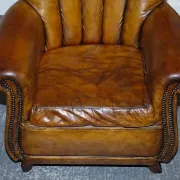 Vintage Art Deco Style Leather Chairs Hand-Dyed, Set of 2