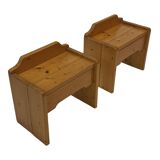 Vintage set of 2 pinewood bedside tables 70's minimalist design