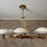 Vintage brass and opaline chandelier