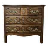 Petite Commode  Dite " Parisienne " En Noyer Et Hêtre .