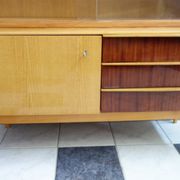 Highboard in two-tone wood with showcase part 1960s by Jitona Czech republic