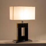 Geometric lamp in silver and gold metal. 1970s.