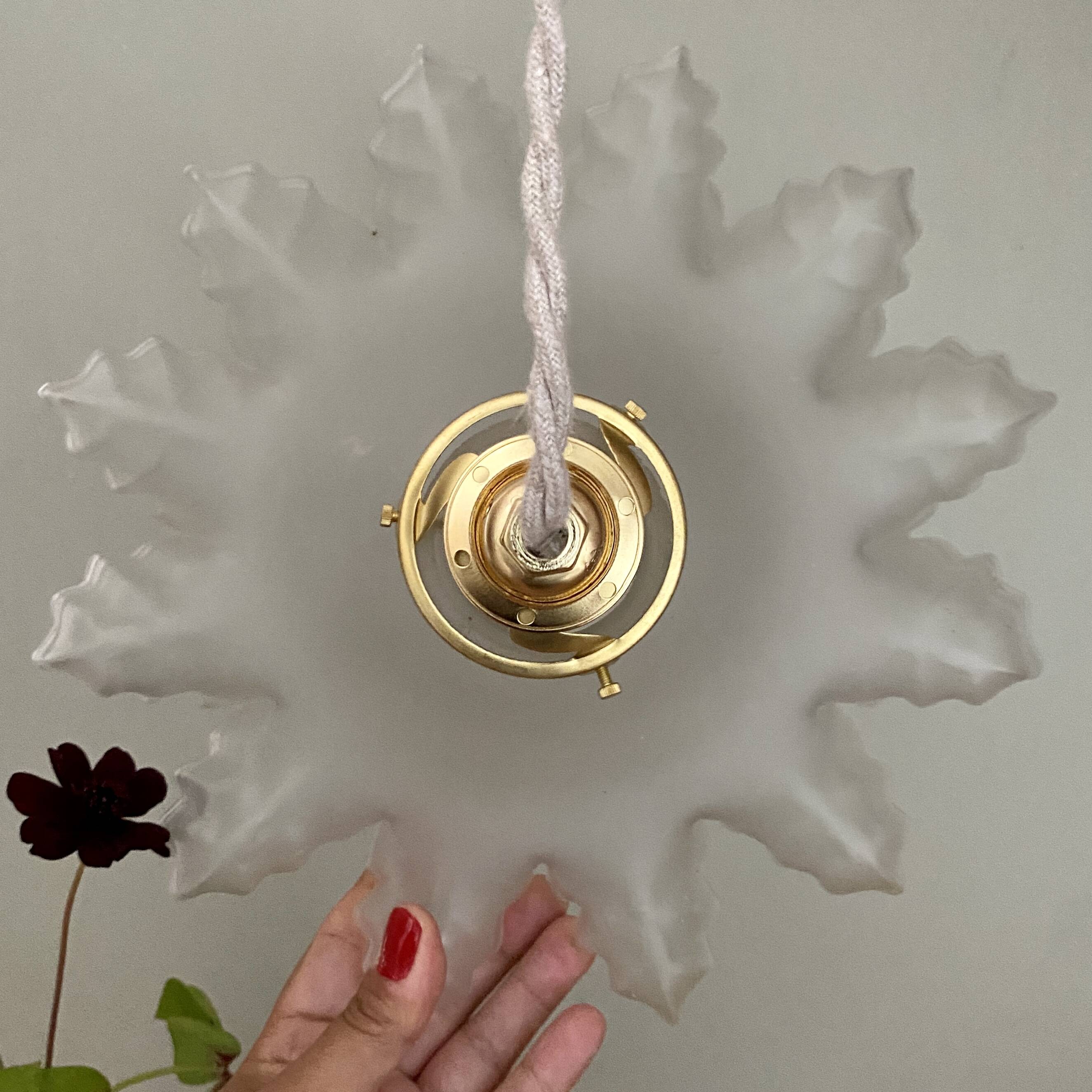 Vintage frosted glass lampshade pendant light