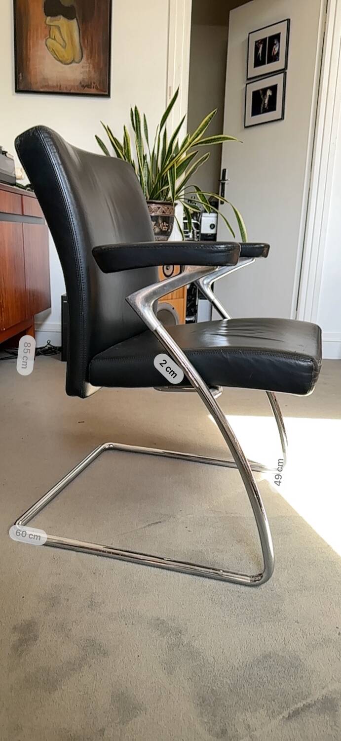 Walter Knoll Dining Chair - armchair / Leather and chrome chair