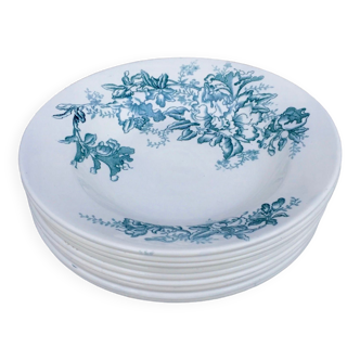 Set de 9 assiettes creuses Terre de Fer, modèle Floréal