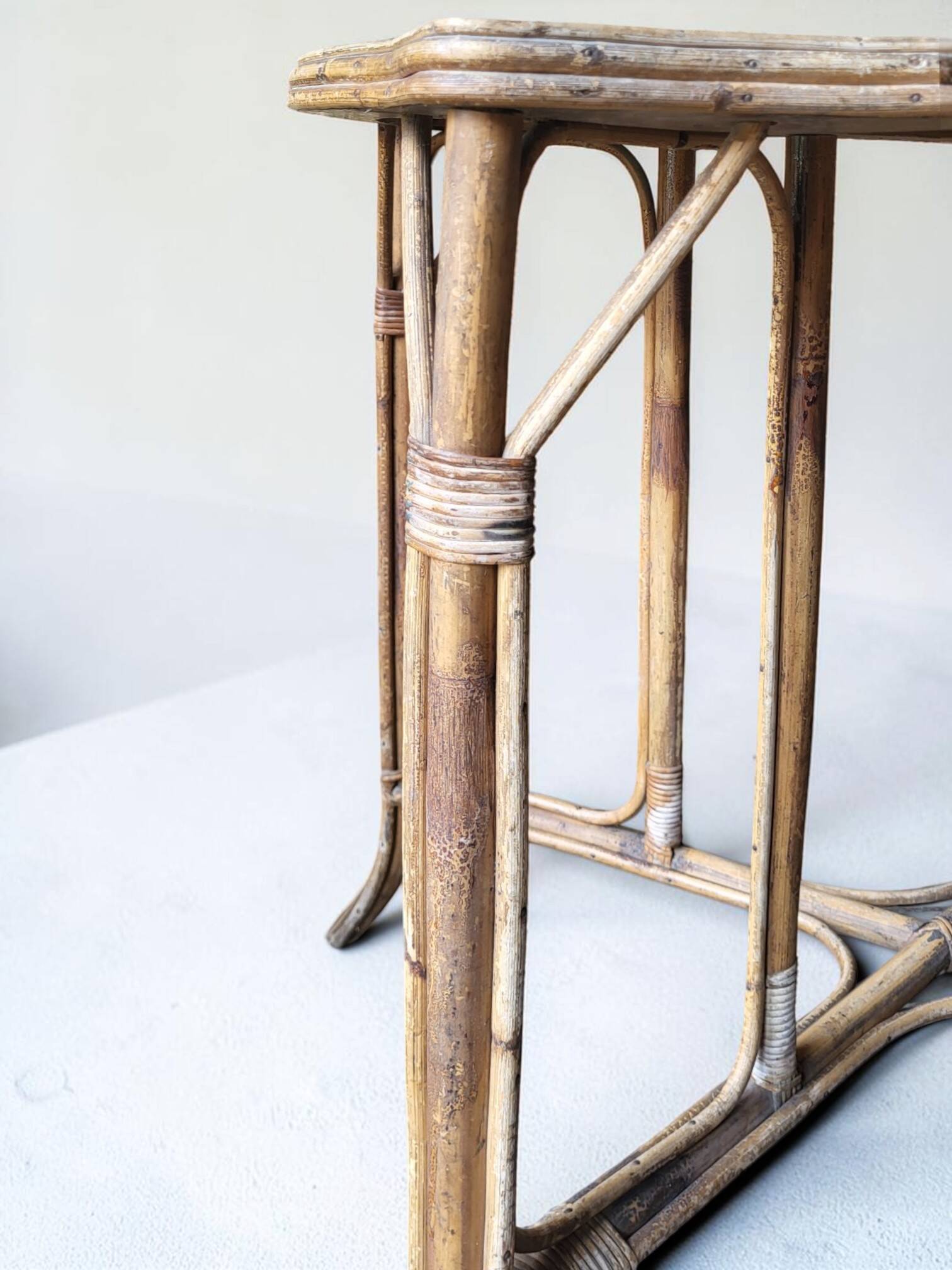 Natural rattan table, circa 1960-1970