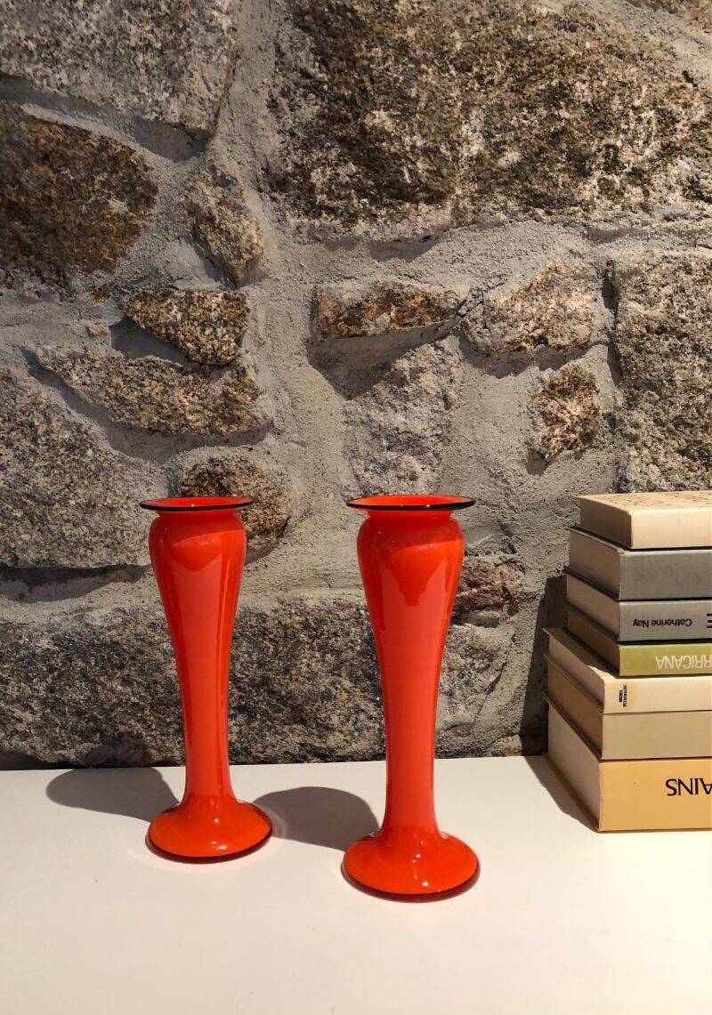 Pair of narrow-necked (or tulip-shaped) vases, 1970s