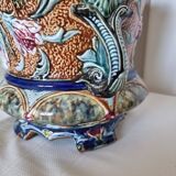 Antique ceramic macetero Barbotines Onnaing Siglo XIX Art Nouveau