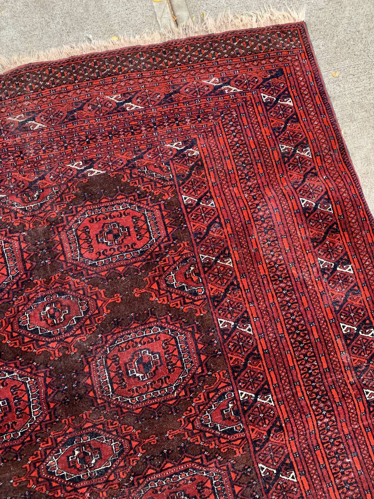 Vintage Uzbek Handmade Bukhara Rug, 4.5' x 5.10' (137cm x 181cm), 1960s