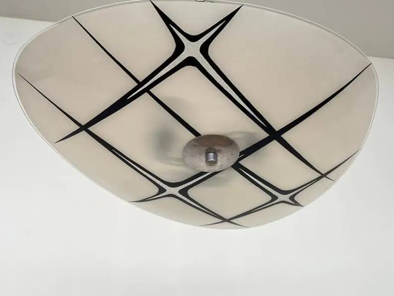 Mid-century design glass pendant by Napako, Czechoslovakia, 1970s.
