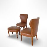 Set of the side chairs and stool for leg, 1950s.