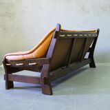 Mid-Century Leather Living Room Set in The Brazilian Style of Jean Gillon, 1970s, Set of 3.