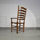 4 chaises à dossier échelle / 1 accoudoir / avec coussins en jonc