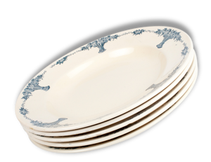 5 assiettes demi-creuses,