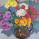 Oil on canvas of a bouquet of flowers by Espel Vives