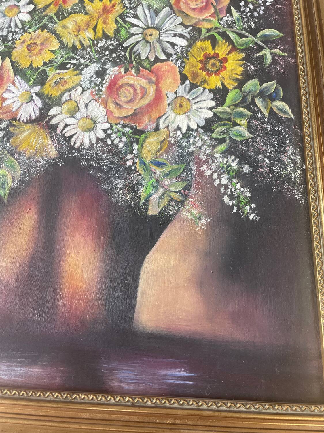 Large framed flower painting