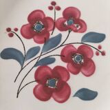 7 Salins Odile soup plates – raspberry flowers & blue border