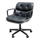 Black leather armchair by Charles Pollock for Knoll International