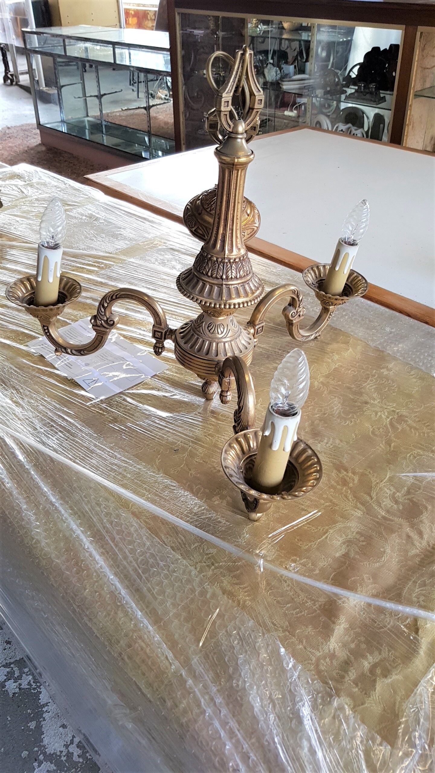 Golden bronze chandelier