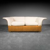 2 seater sofa in brown linen 70
