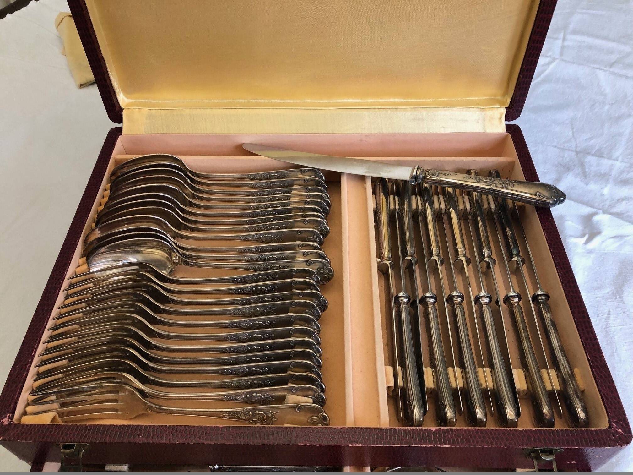 Silver plated cutlery set 89 pieces Roux Marquand