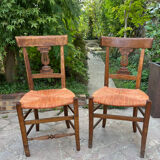 Pair of straw seated chairs