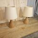 Pair of wooden bedside lamps