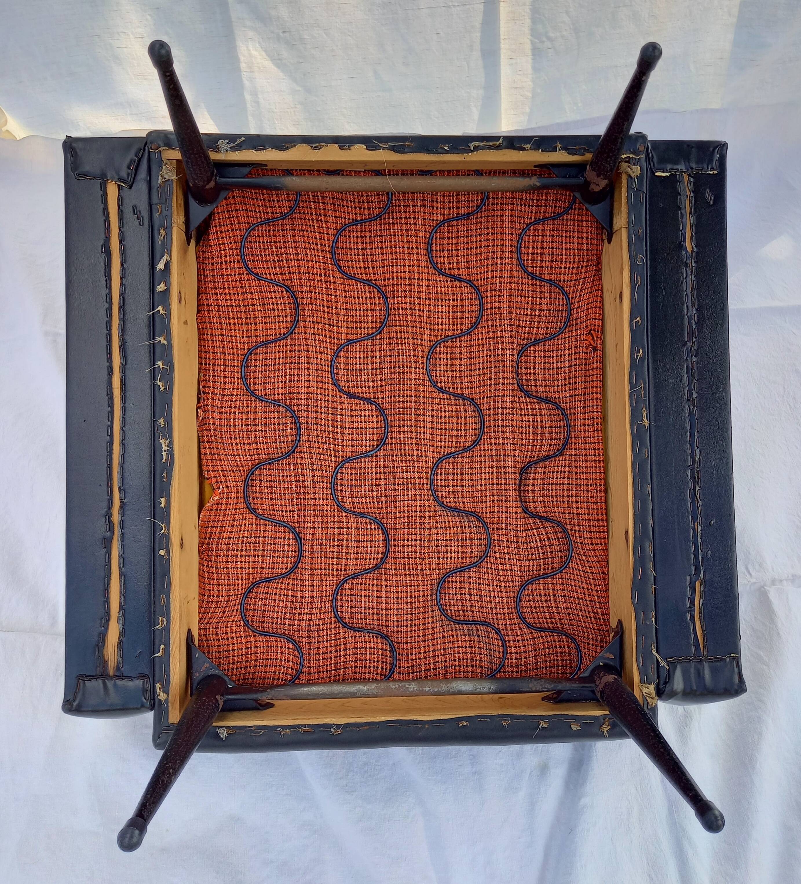 Rockabilly armchair in black skai from the 60s