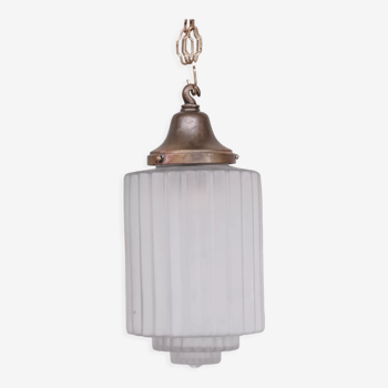 French brass and glass antique pendant light