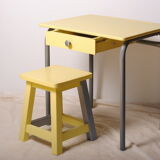 Yellow child office with his stool