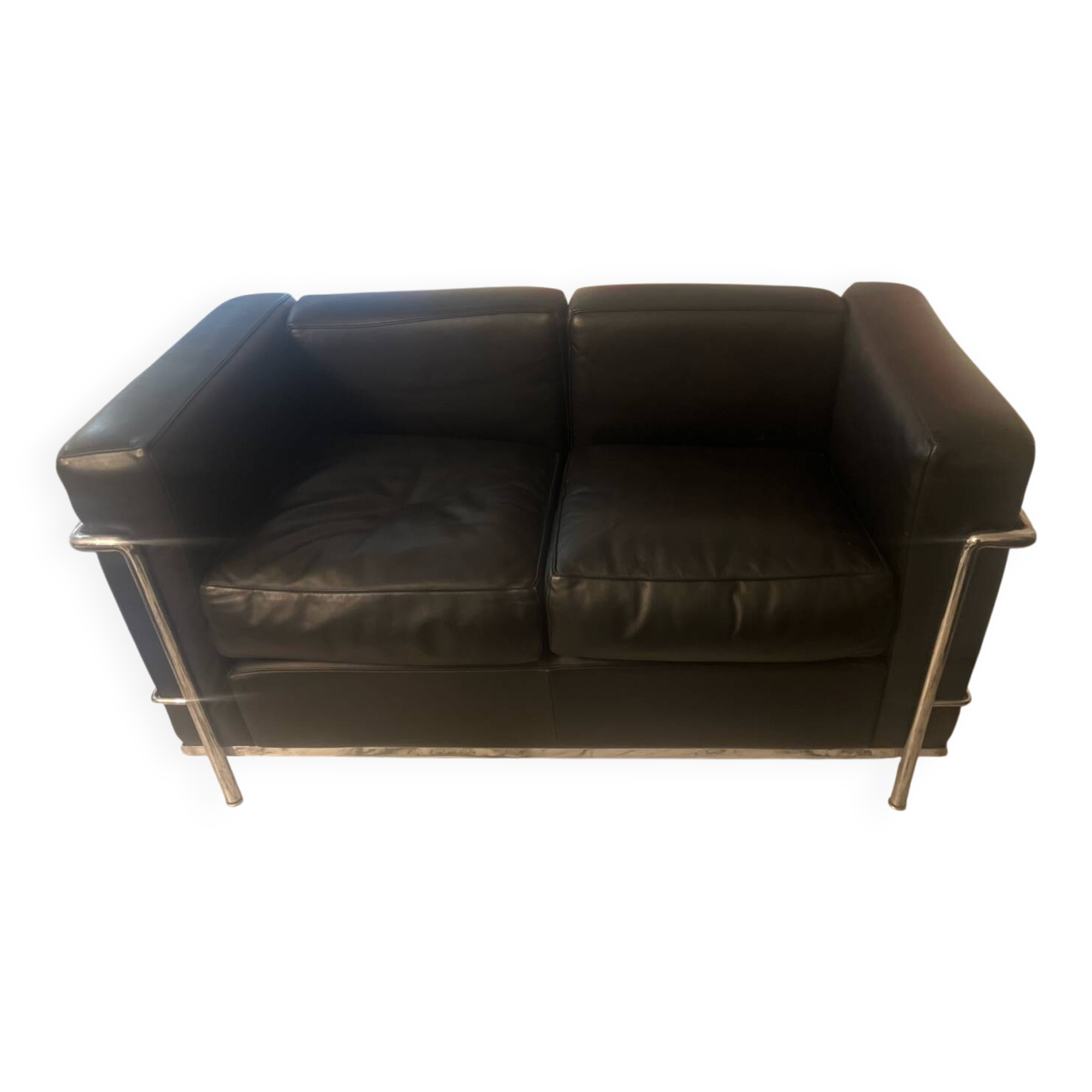 Canapé LC2 en cuir noir – Cassina, Le Corbusier / Perriand / Jeanneret