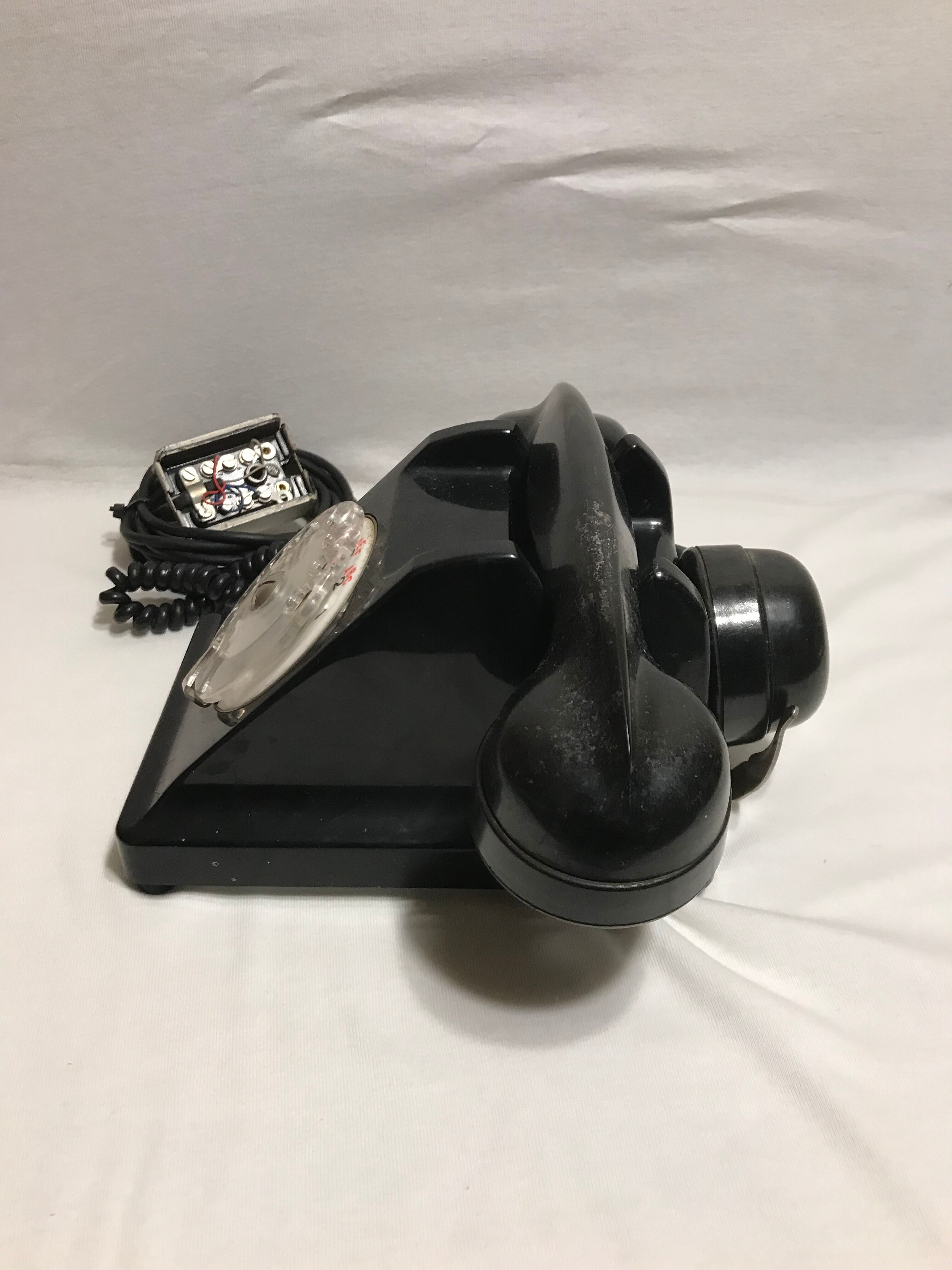 Old telephone black Bakelite transparent dial 40s 50 vintage