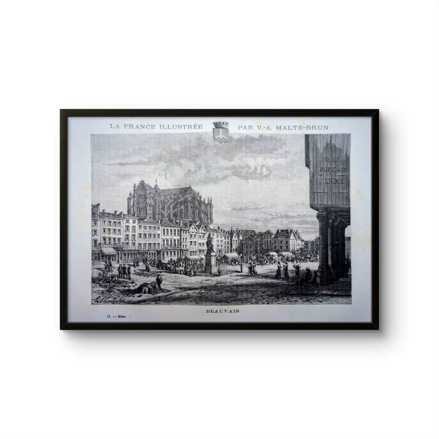 Beauvais, Oise, gravure vintage, imprimée en 1883