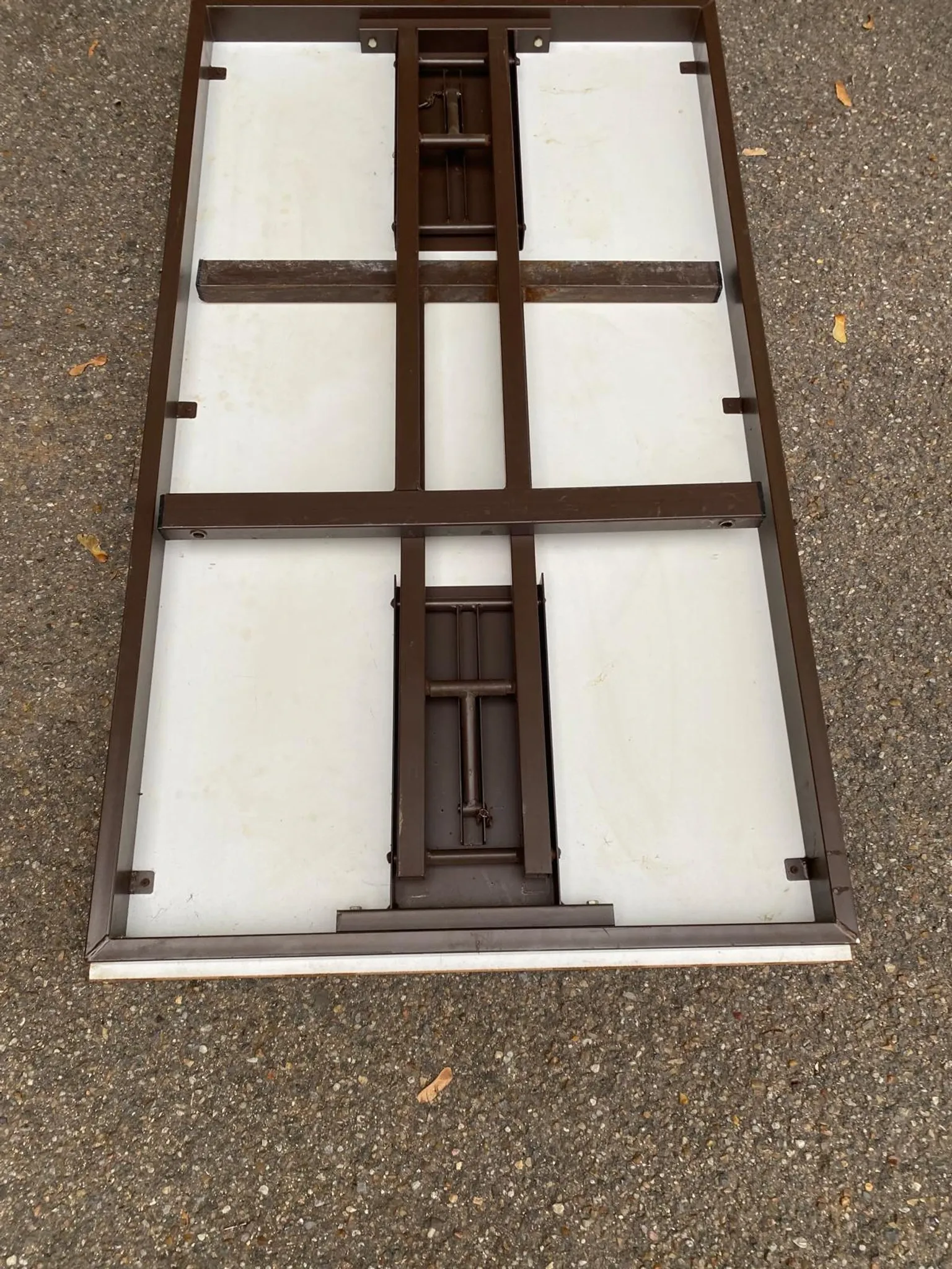 Mid-Century wooden and steel folding table brown 1970 120x70cm