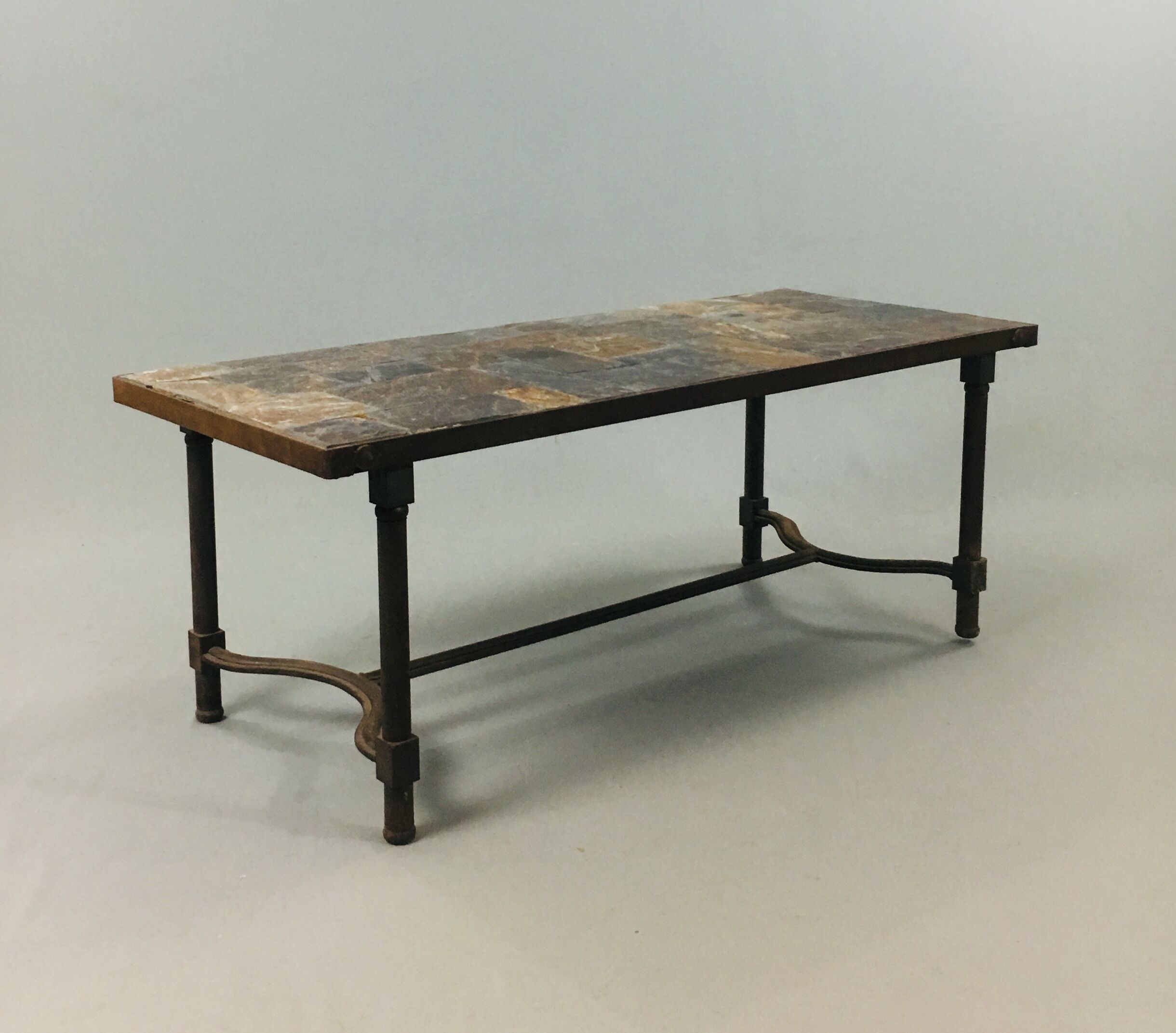 Table basse acier et ardoise