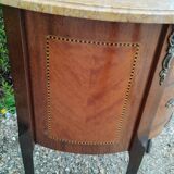 Commode ancienne style louis xv marqueterie plateau marbre