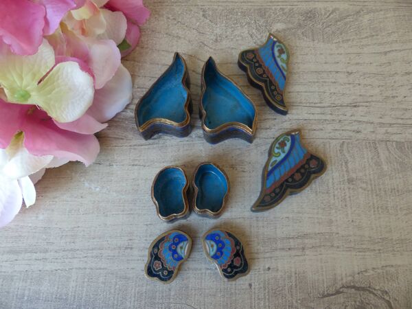 Ancienne boîte papillon chinoise en cloisonné puzzle – Émail