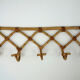 Vintage rattan coat rack 5 hooks 50s