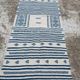 Kilim blue and white corridor in pure wool 70x180cm