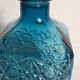 Vintage blue glass whiskey decanter