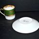 Antique Limoges porcelain litron cup - green décor and golden frieze