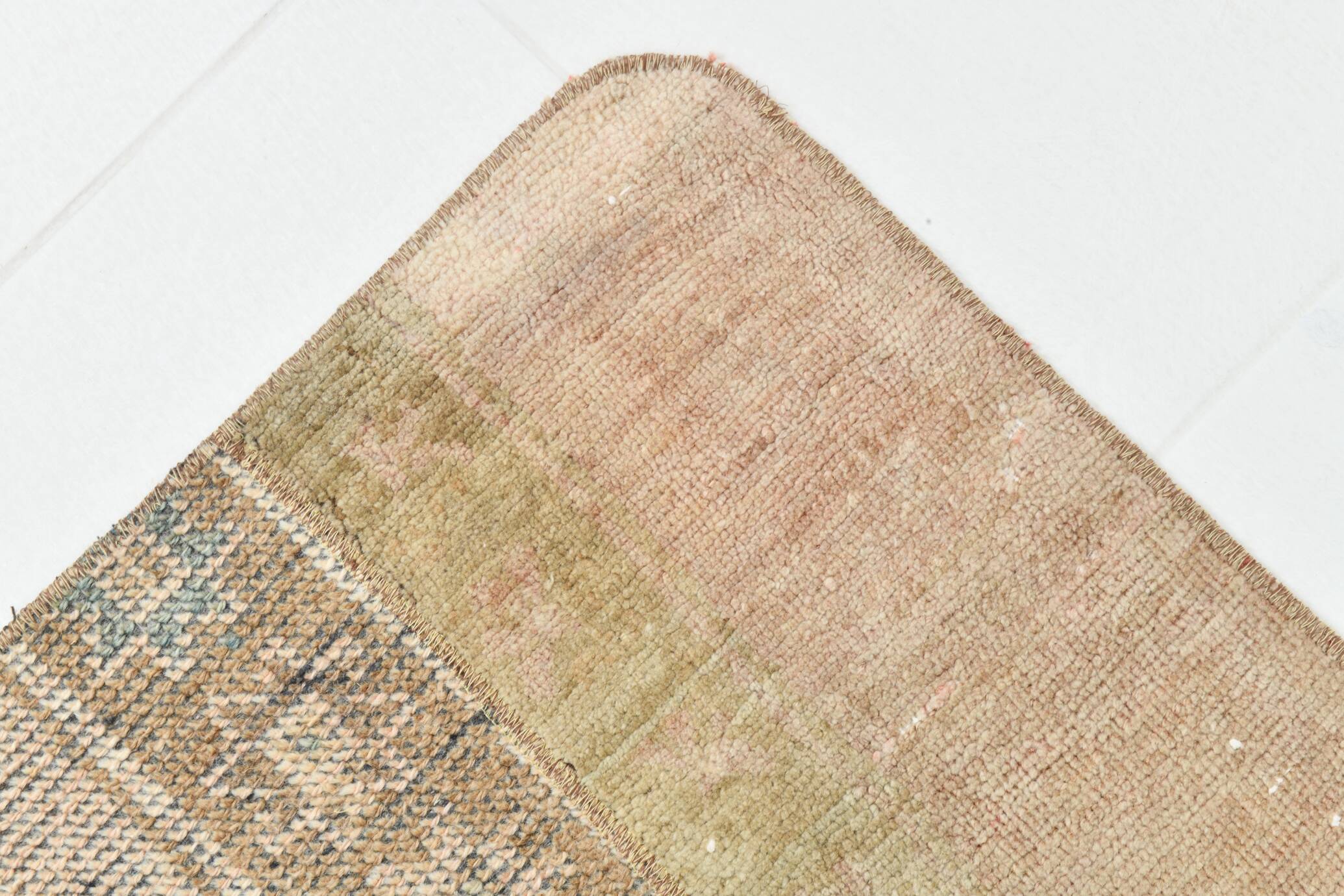 Vintage Brown Beige Turkish Vintage Runner Rug, 67x254Cm