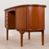 Mid Century free standing bullet shape executive teak desk by H.P. Hansen, Denmark, 1960s