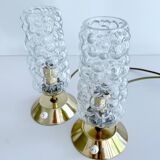 Pair Vintage Bubble Glass Lamps