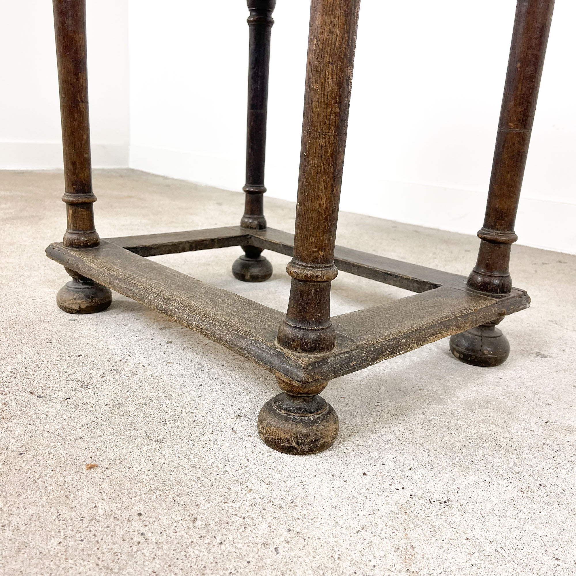 Antique oak hall table with stone top